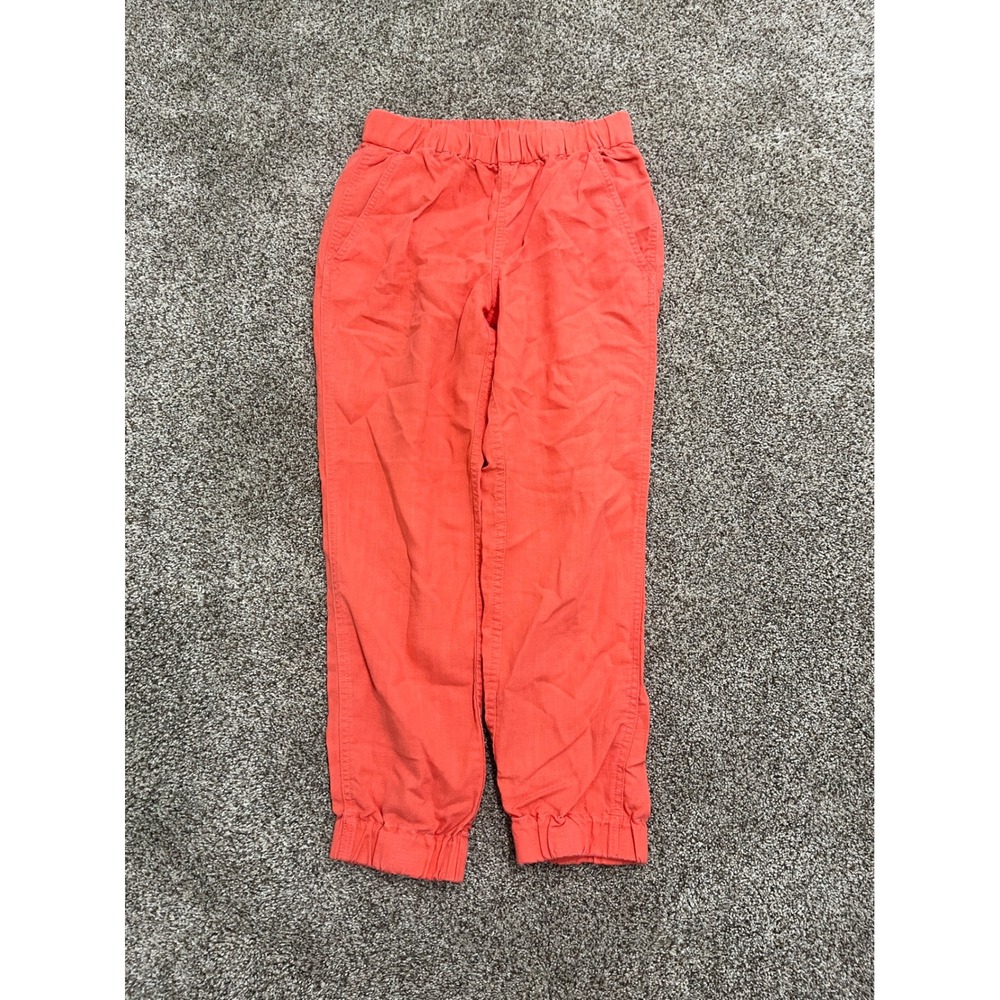 J.Crew‎ Coral Orange Linen Lyocell Blend Jogger Pants Petite 0P Elastic Waist